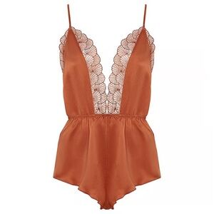 New! Bluebella Vermont Terracotta Lace Trim Chemise teddy romper 2281